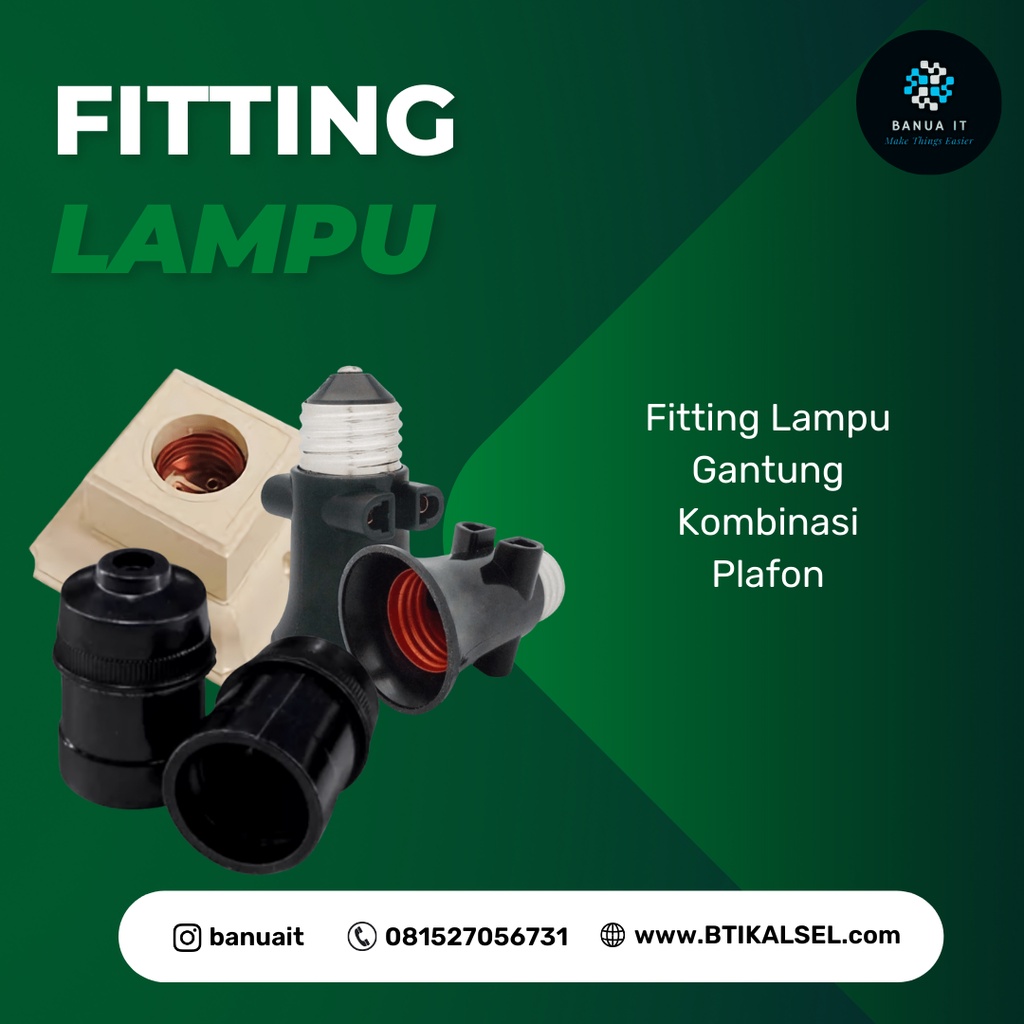 BROCO Fiting Piting Fitting Lampu Bulat Hitam Ceiling Lamp Holder