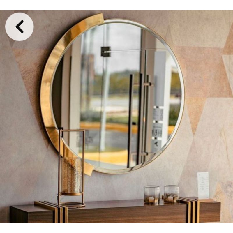 CERMIN MINIMALIS MODERN KACA BEVEL STAINLESS GOLD