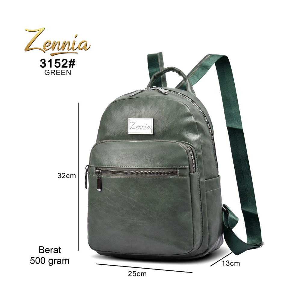 Tas Ransel Wanita Backpack Tas Kulit Zennia 3152 Tas Punggung Tas Laptop Tas Sekolah Kuliah