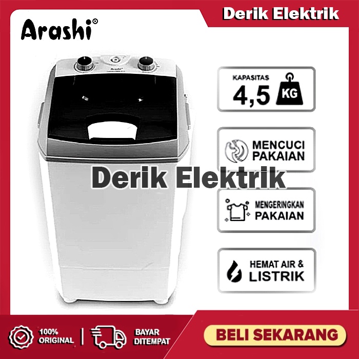MESIN CUCI MINI PORTABLE ARASHI AWM 451A - 4.5 KG - MESIN CUCI KECIL - GARANSI RESMI