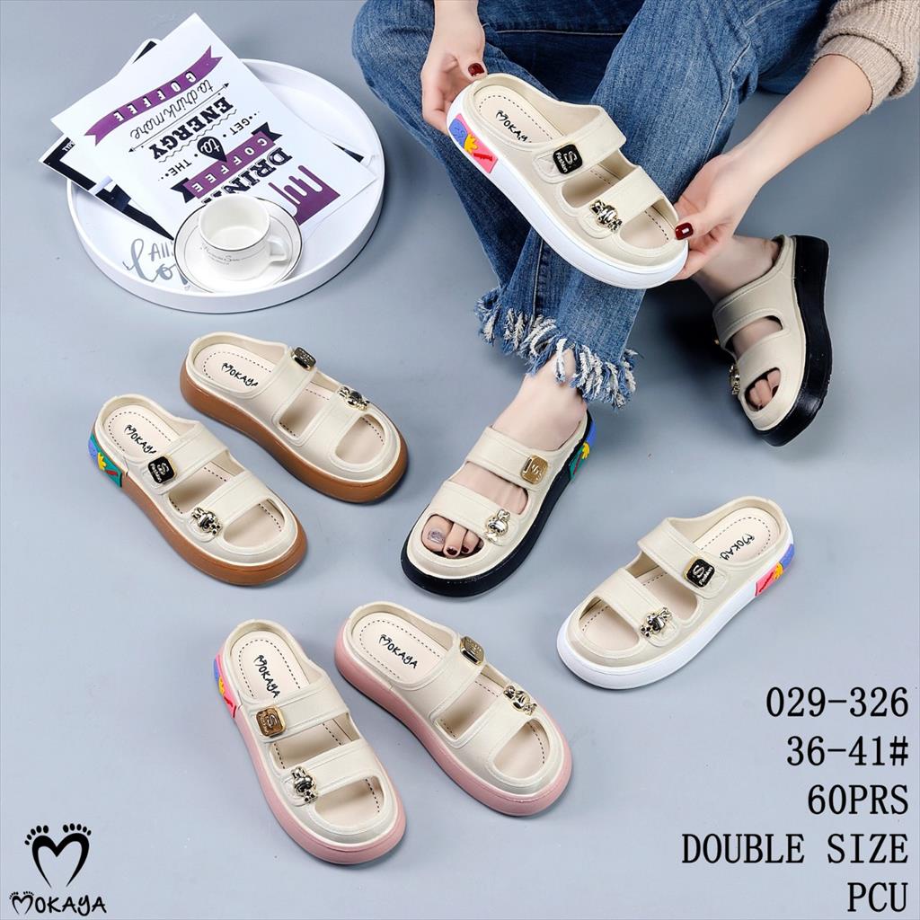 Sandal Slop Wanita dan Anak Cewek Ban 2 Bunny Gold Platform Tebal Empuk Casual Super Keren Trendy Import Mokaya / Size 30-41 (029-326/-327)