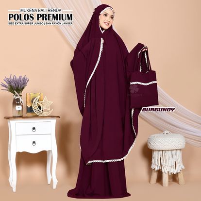 MUKENA BALI EXTRA JUMBO POLOS RENDA DHAFINA