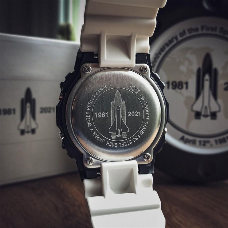NASA x G Shock DW-5600NASA21-1 All Systems Go Jam Tangan Olahraga Pria Tampilan Ganda 200M Tahan Air Shockproof dan Waterproof Waktu Dunia LED Lampu Otomatis