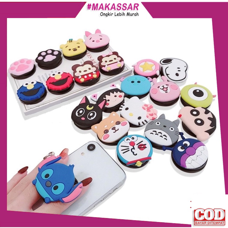 Pop Socket HP 3D Karakter Kartun Lucu / Pop Socket 3D / Aksesoris Handphone / Holder HP Makassar