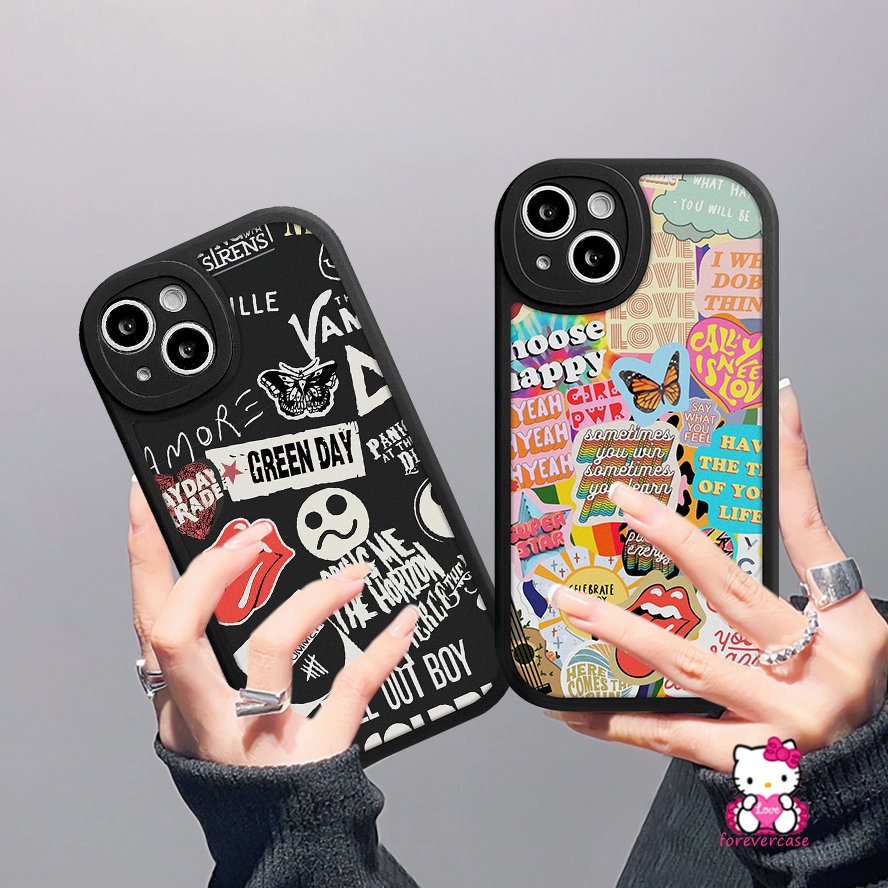 Trendy Stiker Label Casing Realme C53 C55 10 Pro Plus C15 C30 C31 C12 C11 C25Y C25s C21 C21Y C35 GT C17 C2 9i 5 8 5i 7i 5 6i 6s 6 8i 8Pro C3 C20 C17 Huruf Kupu Soft Sarung