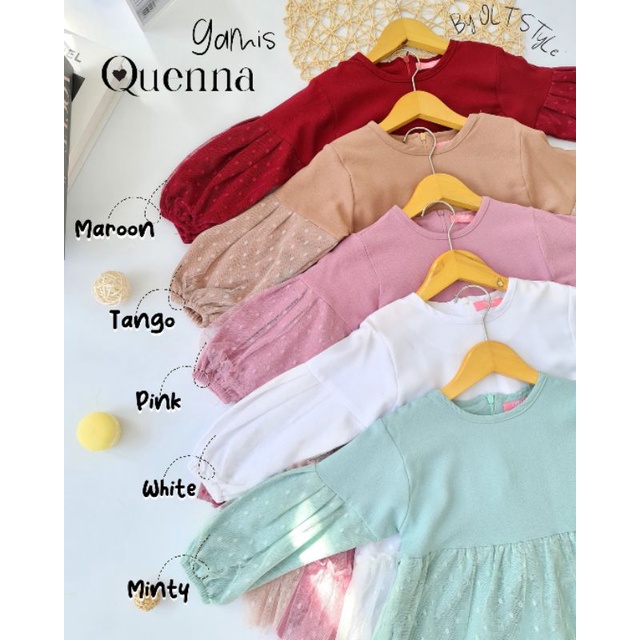 Ollet Gamis Quenna Set Jilbab Gamis pesta lebaran anak