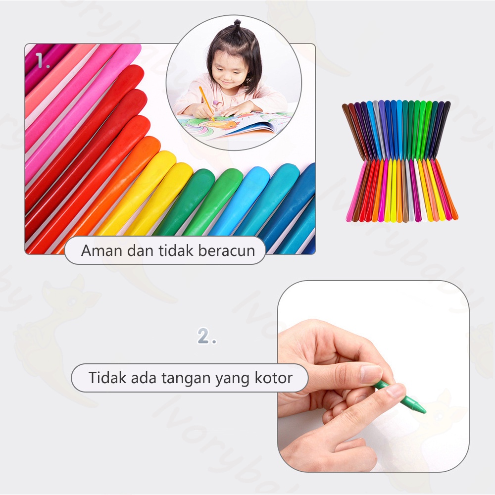 Ivorybaby 24/36crayon lab krayon kerayon plastik bentuk triangular anti kotor