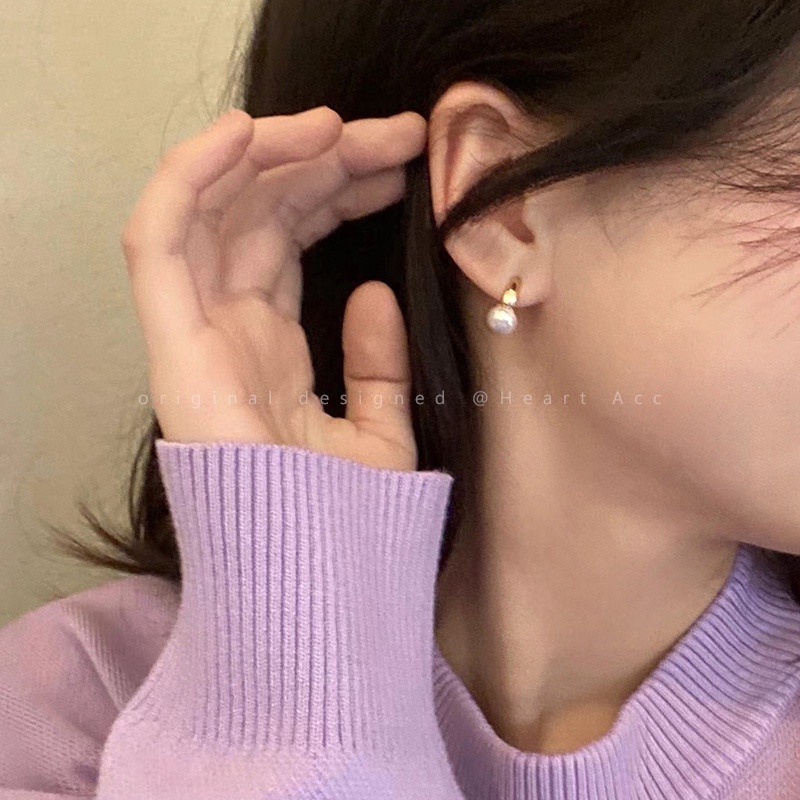 YEEZII Anting Mutiara Fashion Elegan Anting Hoop Emas Aksesoris Perhiasan