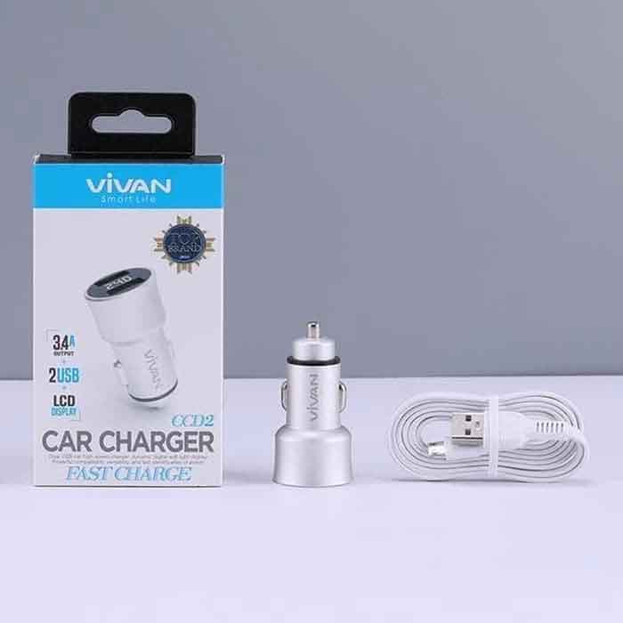 Car Charger* Vivan*  CCD2* Fast Charging 3.4A+2 USB+ LCD