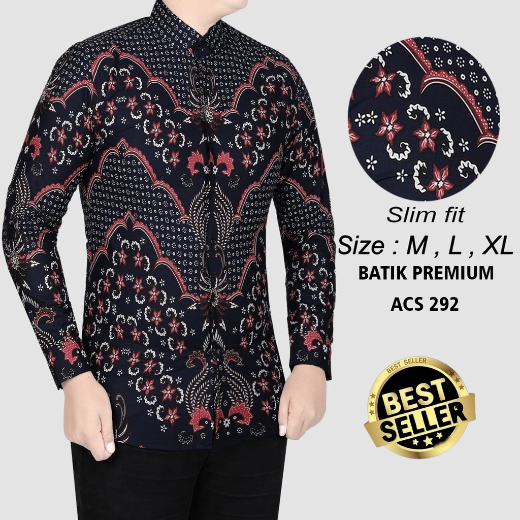 KEMEJA BATIK PRIA SLIM FIT LENGAN PANJANG BAJU BATIK PRIA ACS292