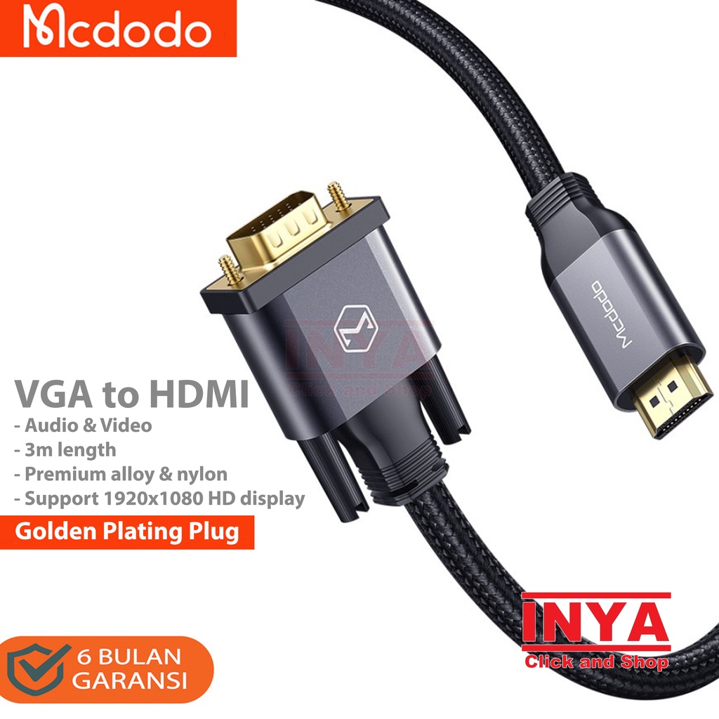 KABEL VGA TO HDMI CABLE 3m MCDODO CA-1271 - High Definition Audio Video Interface