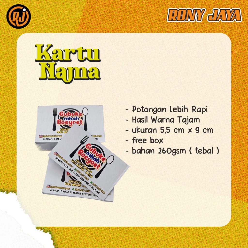 

KARTU NAMA / NAME CARD BAHAN AC260 TEBAL ISI 100PCS