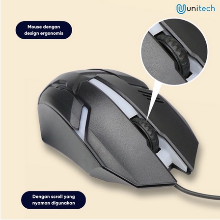 ITSTORE Keyboard Mouse Gaming RGB LED Set Gaming Unitech Paket Gaming K518