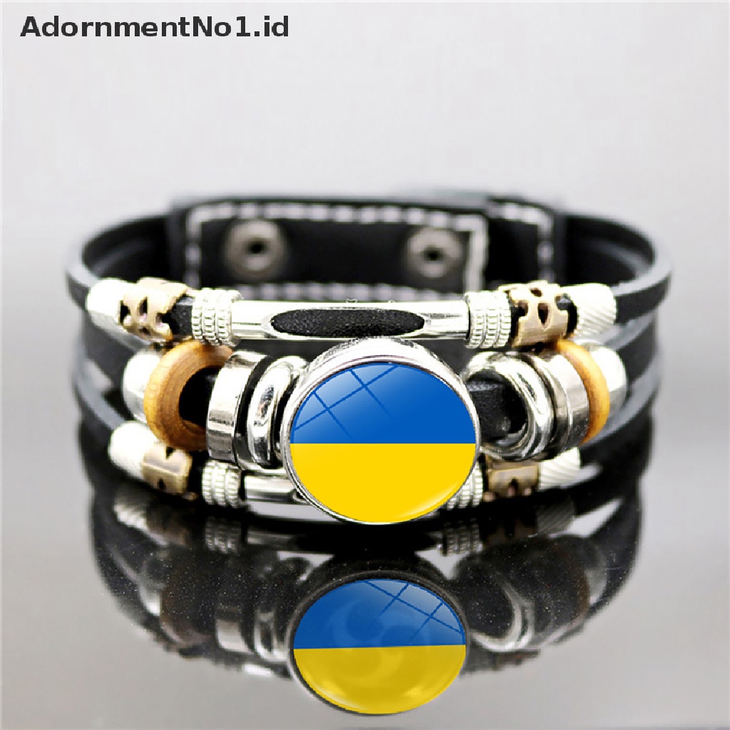 [AdornmentNo1] Gelang Manik-Manik Perhiasan Bendera Multilayer Gelang Kulit PU [ID]