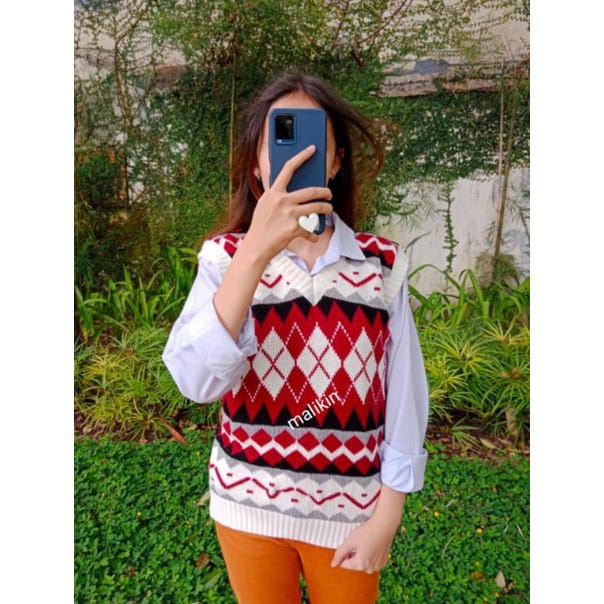 Rompi Vest Diamond / Vest Sido Diamond / Rompi Knit / Vest Rompi / Rompi Korea / Outwear Knit / Rompi Vest Rajut