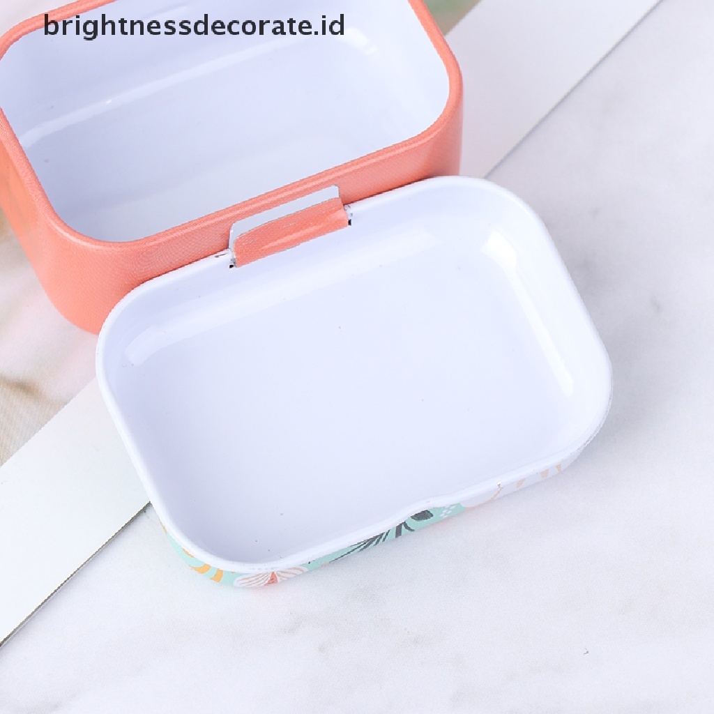 [Birth] Mini Flower Tin Trinket Coin Box Tempat Penyimpanan Perhiasan Tinplate Small Floral [ID]