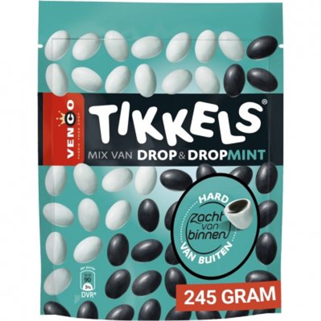 

Permen Venco Tikkels Mix Van Drop Licorice and Dropmint 245 Gram