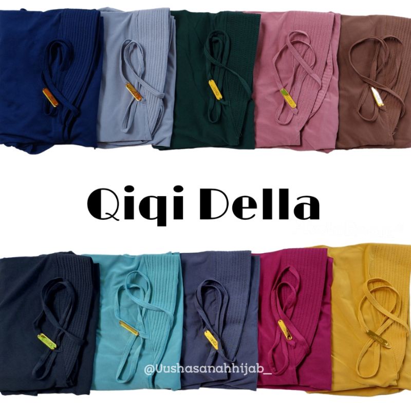 (Qiqi Hijab) DELLA •jilbab instan jersey ballerina•kerudung pet rempel plisket