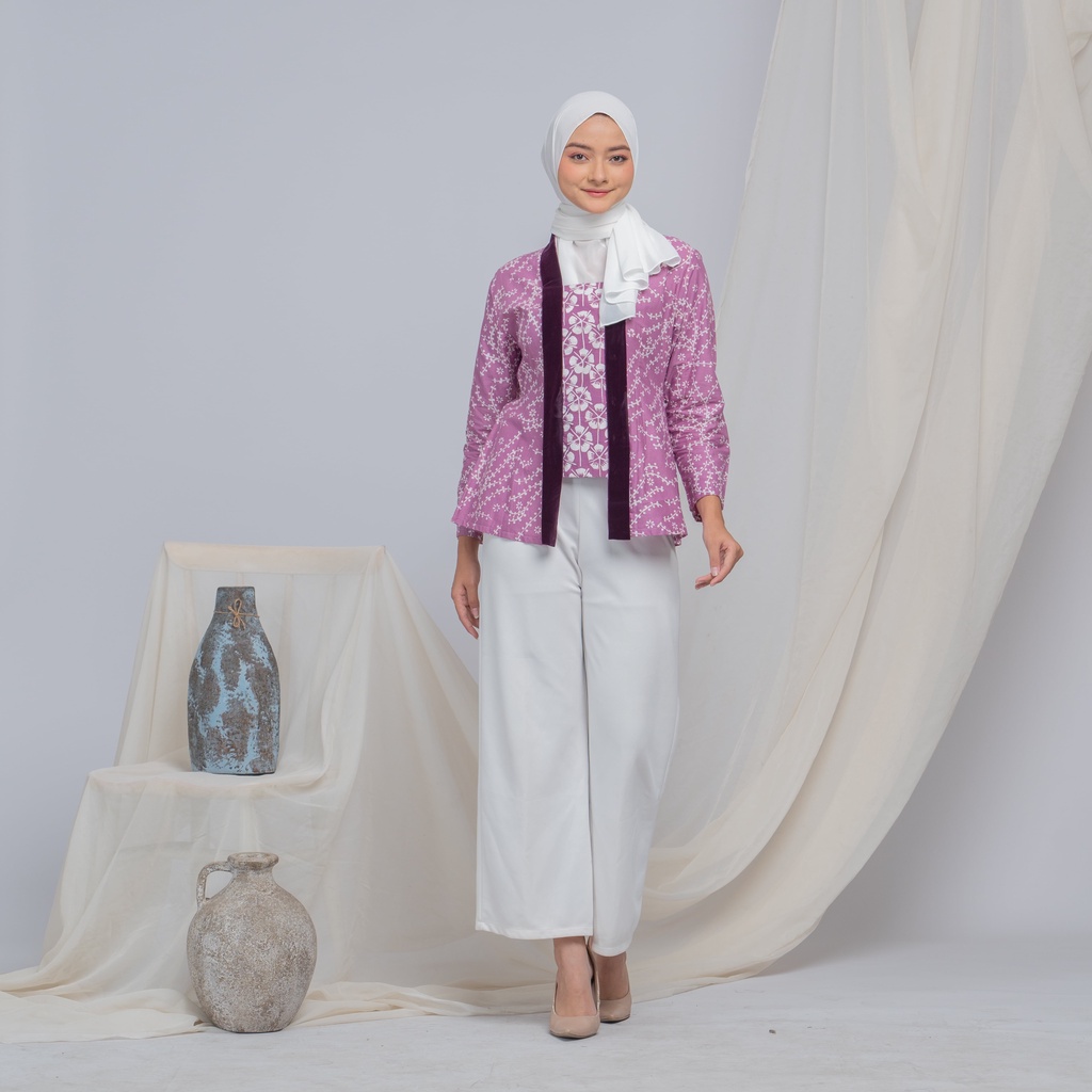 KEBAYA KUTUBARU BATIK  BELUDRU MODERN | OUTFIT KONDANGAN LILAC - LANGITJUA BATIK SOLO