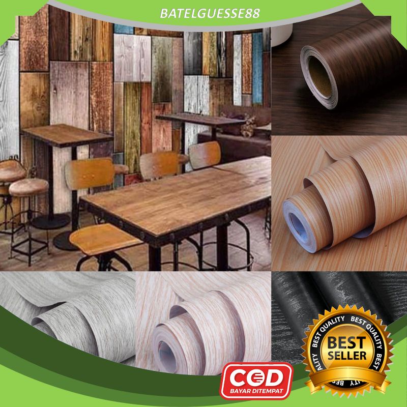 Jual (B88) Wallpaper Dinding Motif Kayu Jati Premium 45cm x 100cm