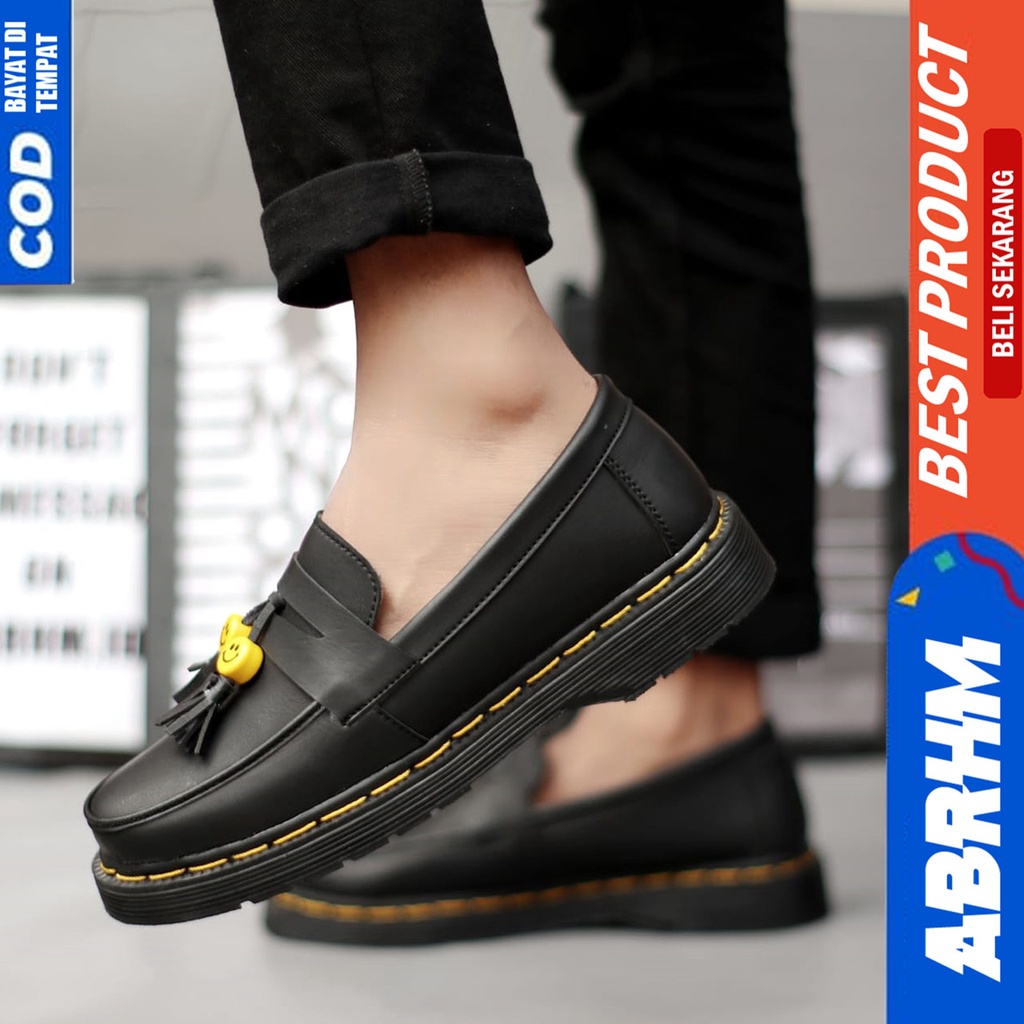 ABRHM Sepatu Penny Loafers Pria Docmart Formal Kerja Kantor Kuliah SMILE