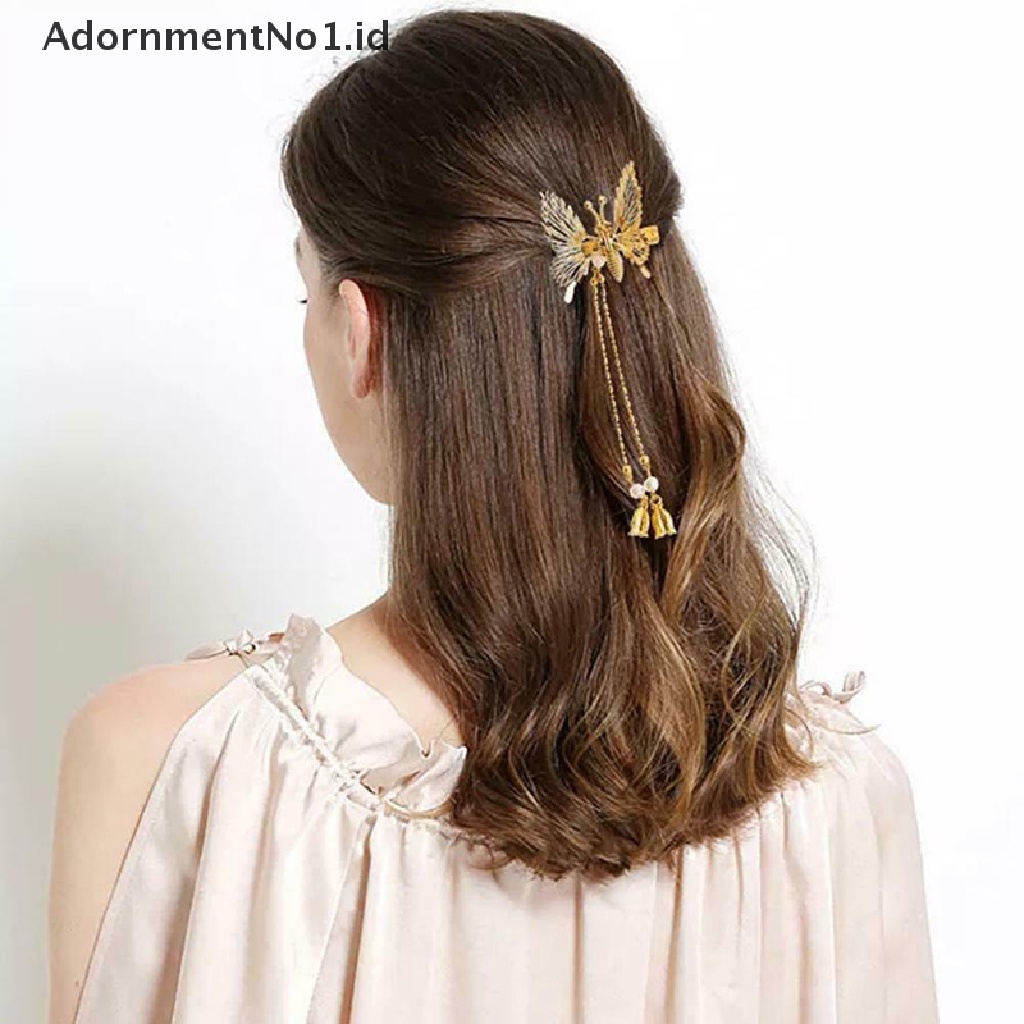 [AdornmentNo1] 1pcs Jepit Rambut Kupu-Kupu Rumbai Elegan Bergerak Gadis Terbang Shiny Hair Clips [ID]