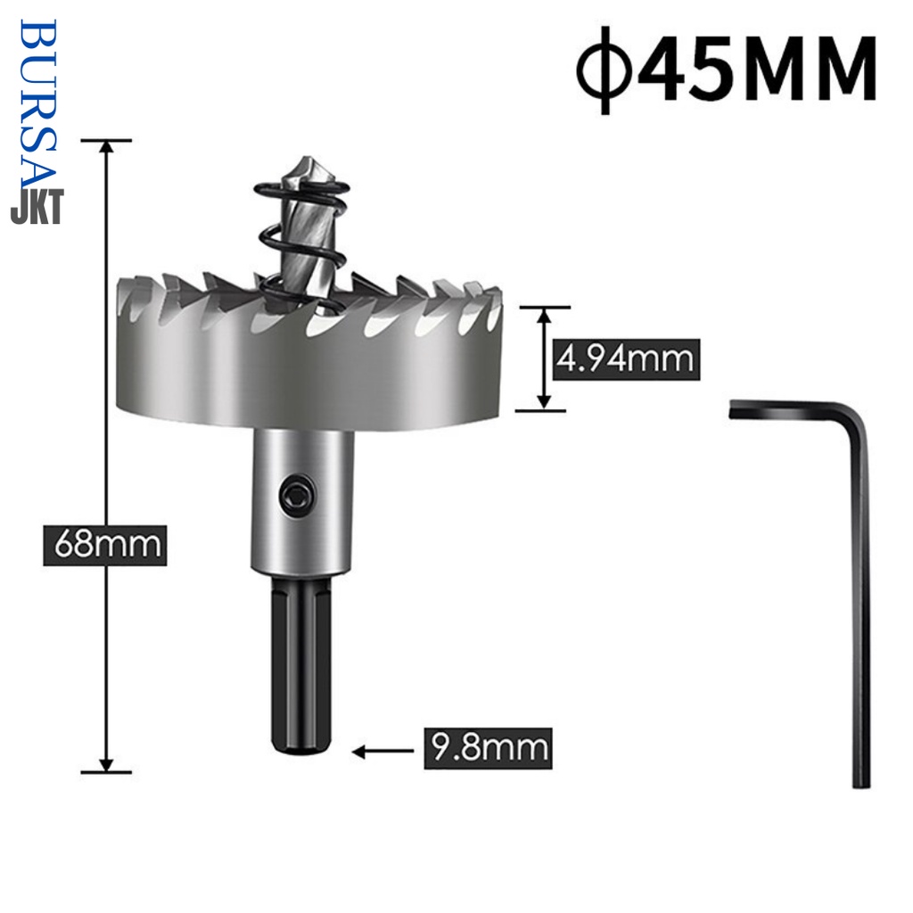 MATA BOR HOLE SAW STAINLESS STEEL PELUBANG BESI PLATE METAL DRILLING LOGAM 45 MM