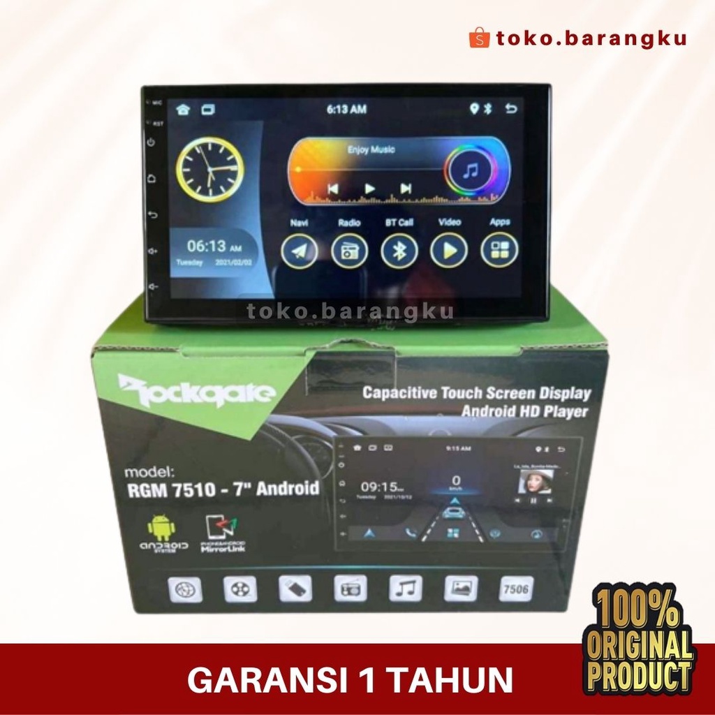 Android Rockgate Layar 7 Inch RAM 2/32 Head Unit Double Din Universal