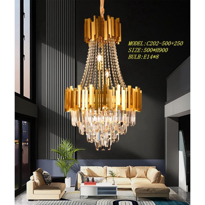 lampu Gantung kristal Chandelier Diameter 50 CM New Model