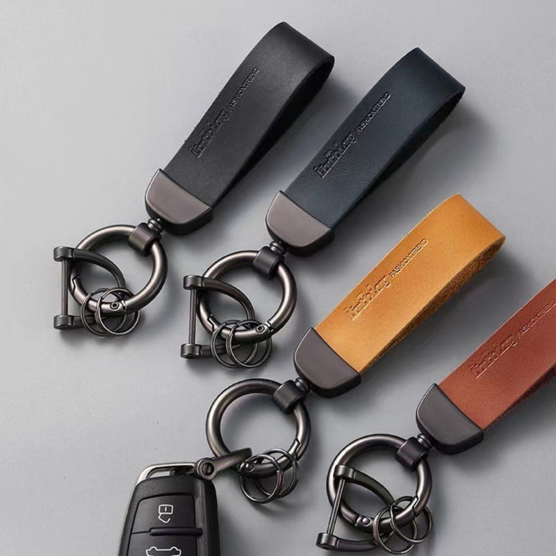 Matahari Portable Pria Kulit PU Gantungan Kunci Kasual Unisex Bisnis Tali Kulit Pinggang Dompet Lanyard Gantungan Kunci Mobil Organizer R