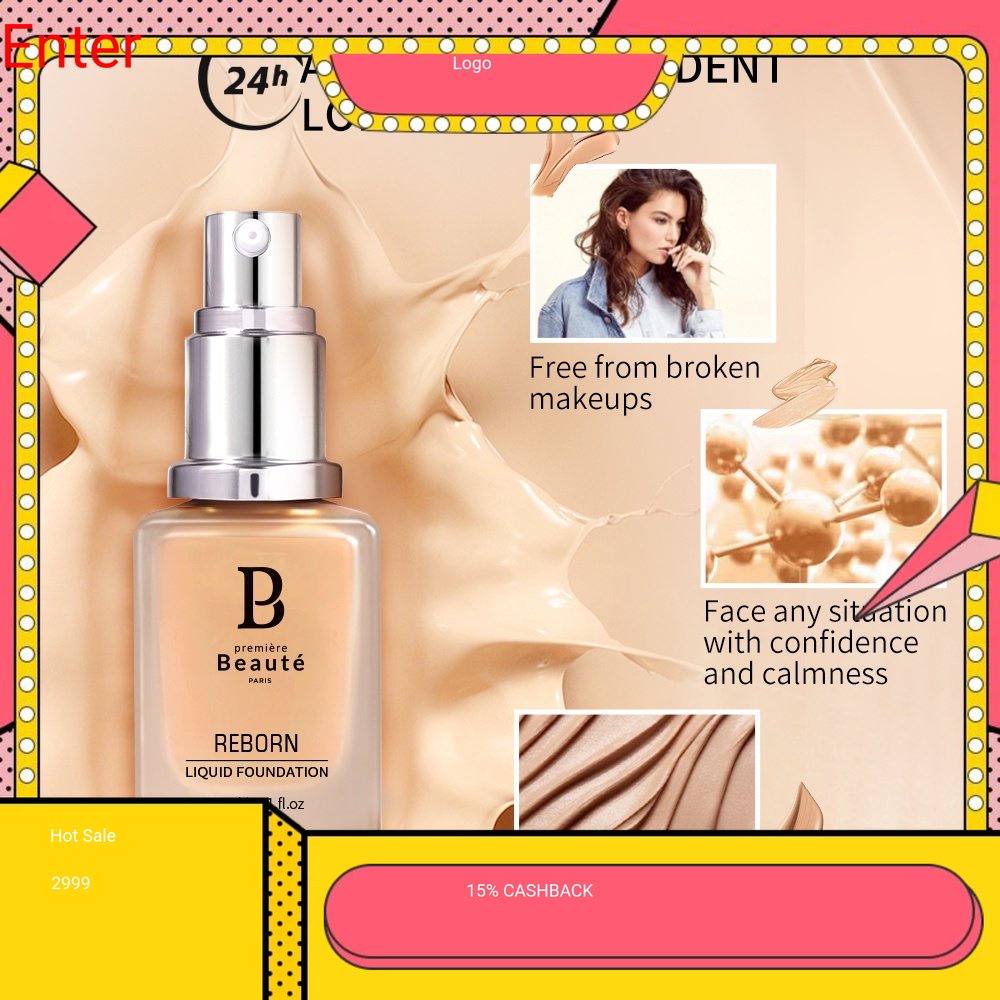 [BPOM]Premiere Beaute Reborn Matte Liquid Foundation Make Up Poreless bb cream non wardah Natural(Ta