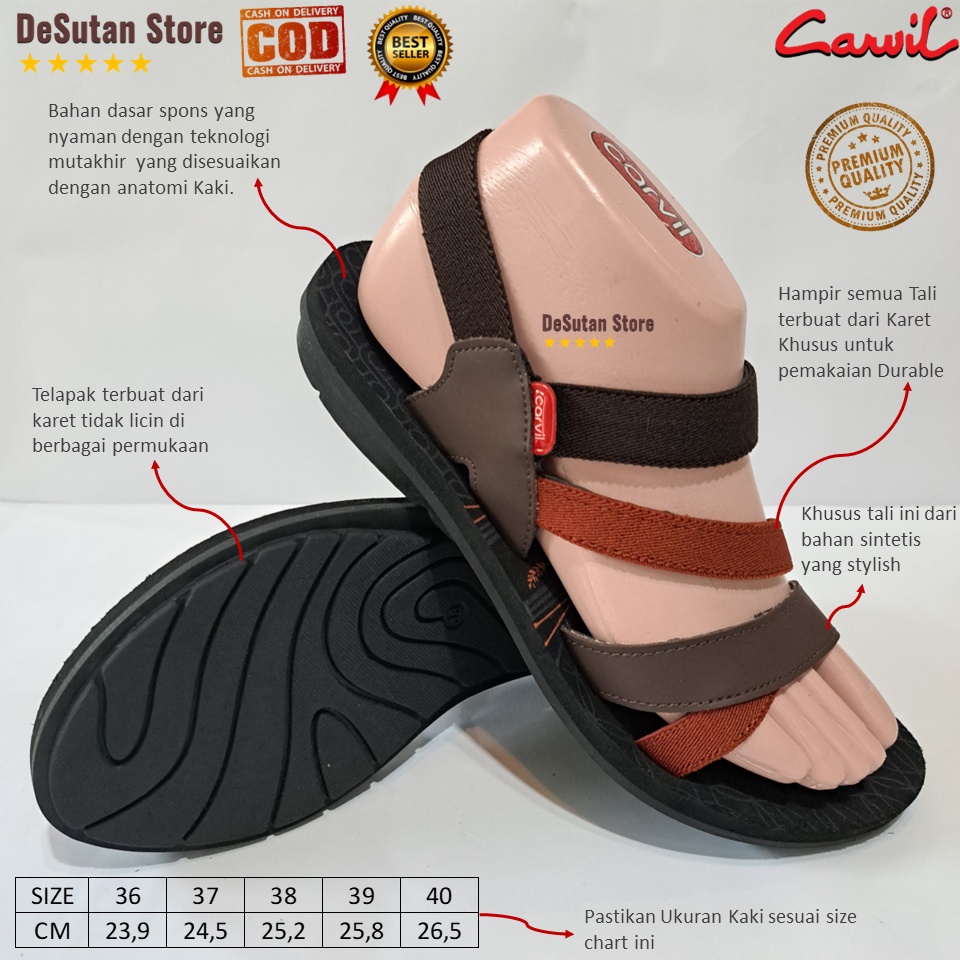 Sandal Wanita Remaja Tali Belakang Sandal Carvil Isyana Widya & Hasna Original 100 % Fashion Travel 