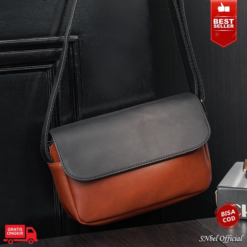 Tas selempang slempang samping sling bag tas kuliah import pria cowok kulit original murah 5209