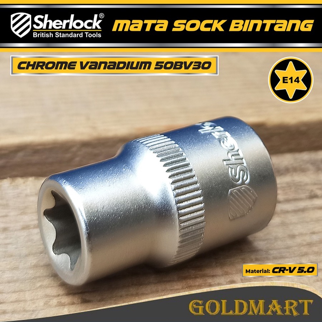 Kunci Shock Bintang Sok E14 1/2 inch Drive Star Socket Sherlock