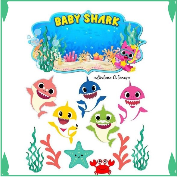 Topper cake baby shark  baner kue ultah Fadhilsouvenir