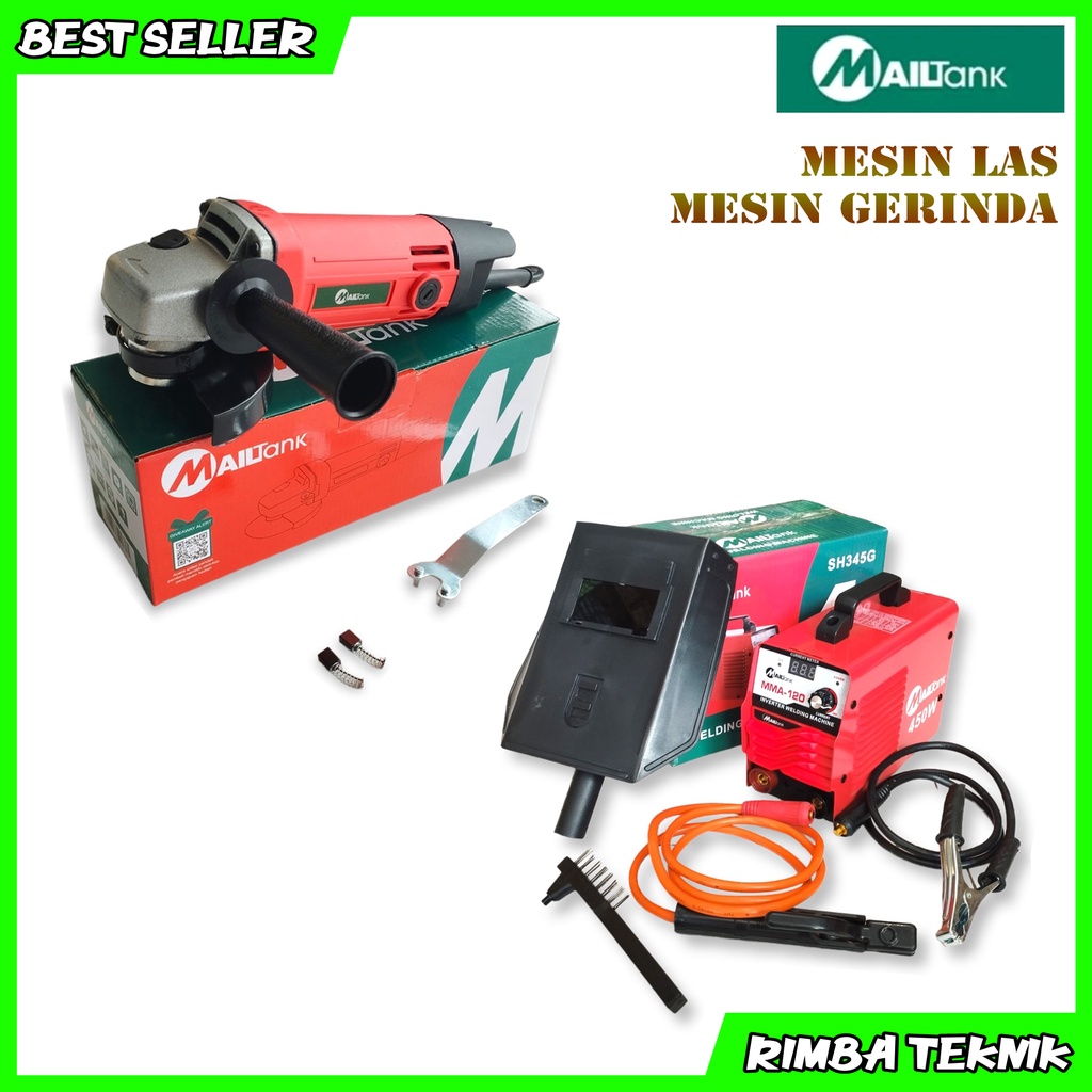 PROMO!!! Paket Tukang Las Mesin Las MAILTANK SH-345G Inverter Wedling Digital Mesin Gerinda Tangan 4 Inch Angle Grinder Mailtank SH-01