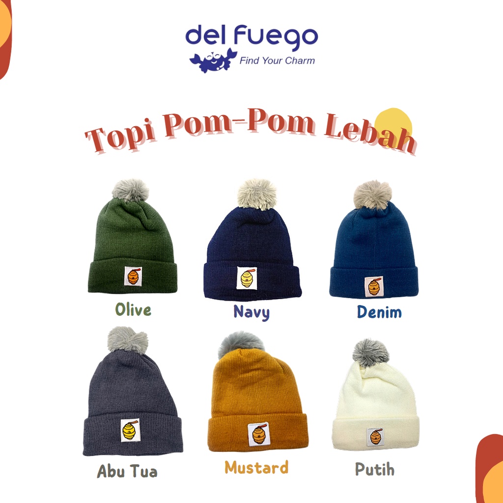 [DF] Topi Pom Pom Rajut Lebah / Topi Rajut Bayi / Topi Bayi