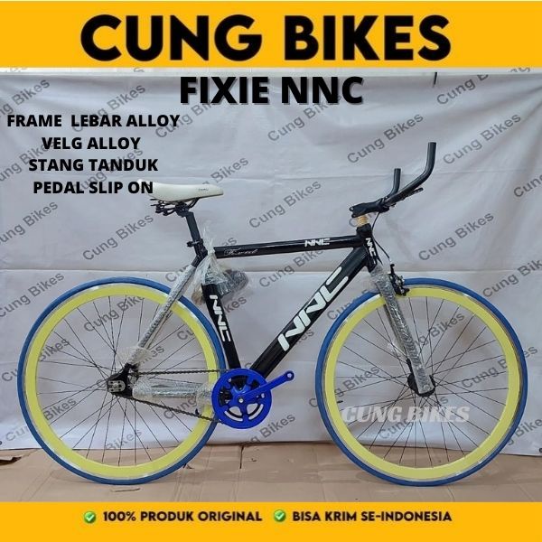 Sepeda Fixie Road Bike ALLOY FRAME velg tinggi pedal slip on