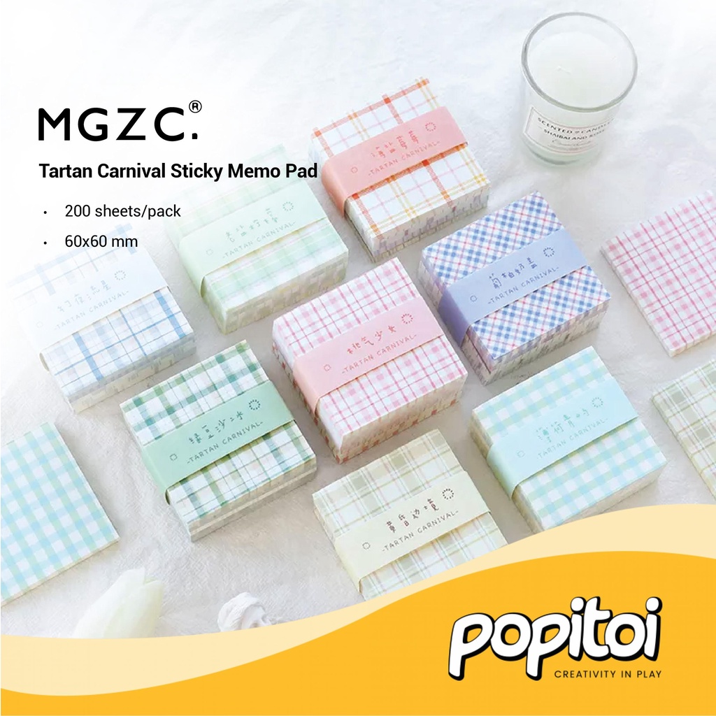 

Tartan Carnival Memo Pad (200 Sheets/Pack) Notes Mini Motif Unik Kertas Catatan