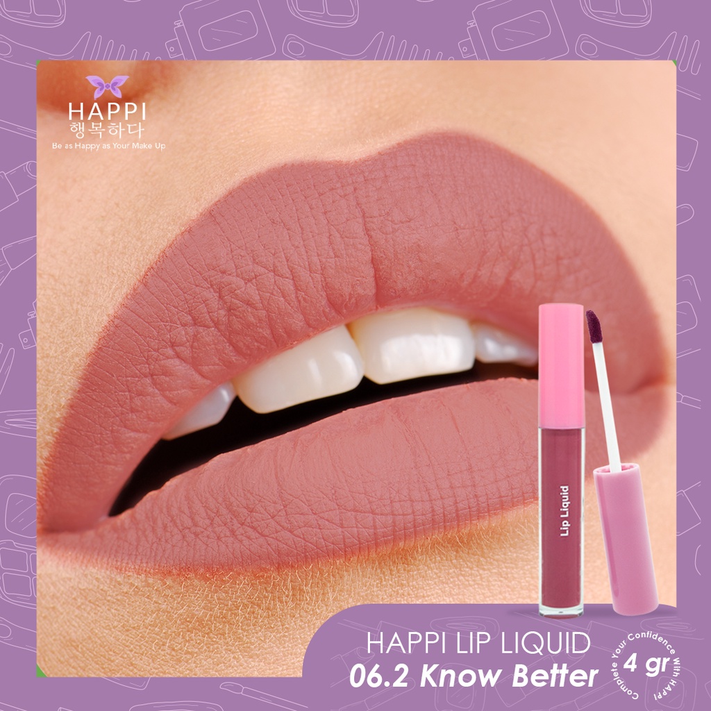 LIPCEAM MATTE HAPPI , HAPPI COSMETICS LIP LIQUID, TAHAN LAMA, TRANSFERPROFF