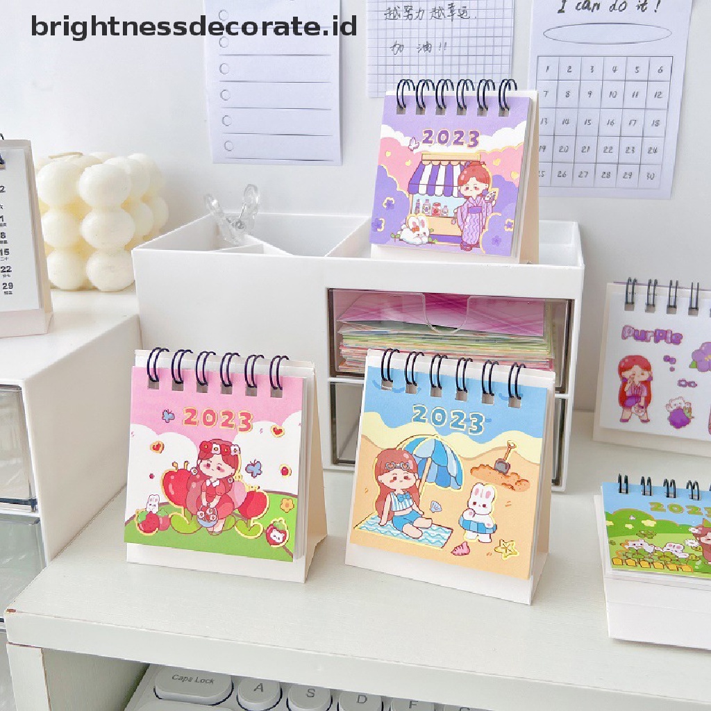 [Birth] 2023kalender Planner Bunga Paing Pemandangan Mini Kreatif Kalender Dekorasi Meja Siswa Sekolah Kantor Dekorasi Kalender Meja Kartun Mini [ID]