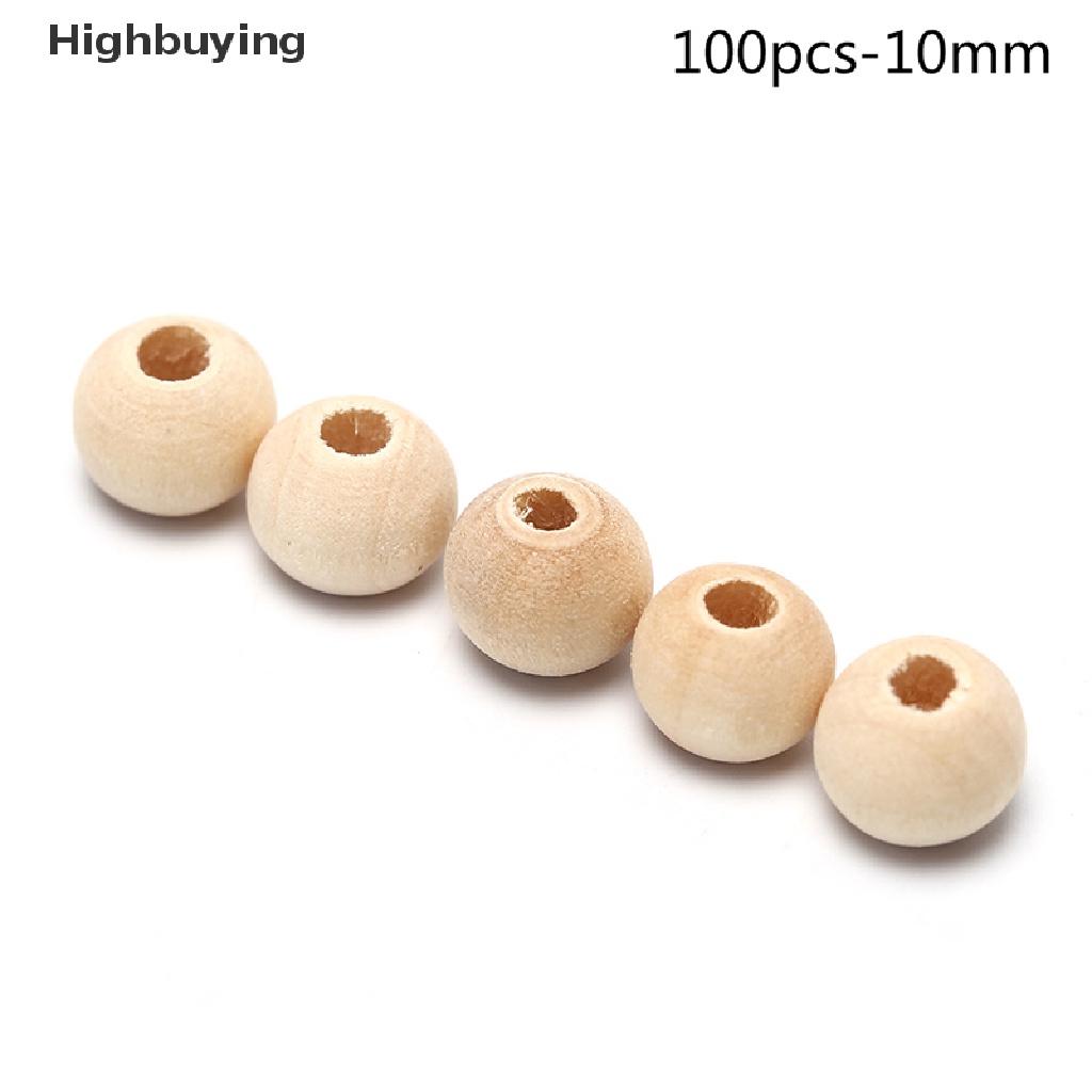 Hbid Manik-Manik Spacer Kayu Bulat Natural Uned Ball Beads DIY Craft Perhiasan Glory