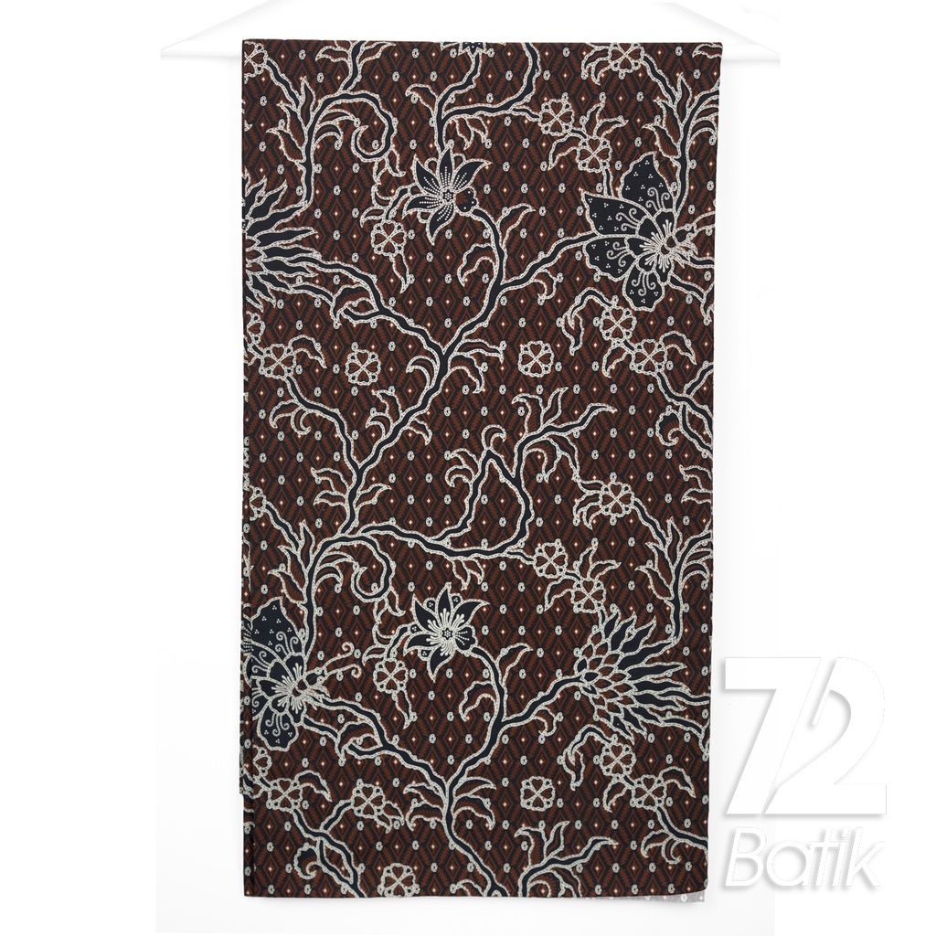 KAIN BATIK PREMIUM Bahan Katun Motif Kembang Kupu Warna Hitam Coklat Putih 723112 Cap 72IL Jarik Jarit Samping Kebat Panjang Batik Katun Modern Premium Bahan Seragam Batik Pernikahan Kantor Keluarga Murah Kamen Jadi Batik Bali Lembaran