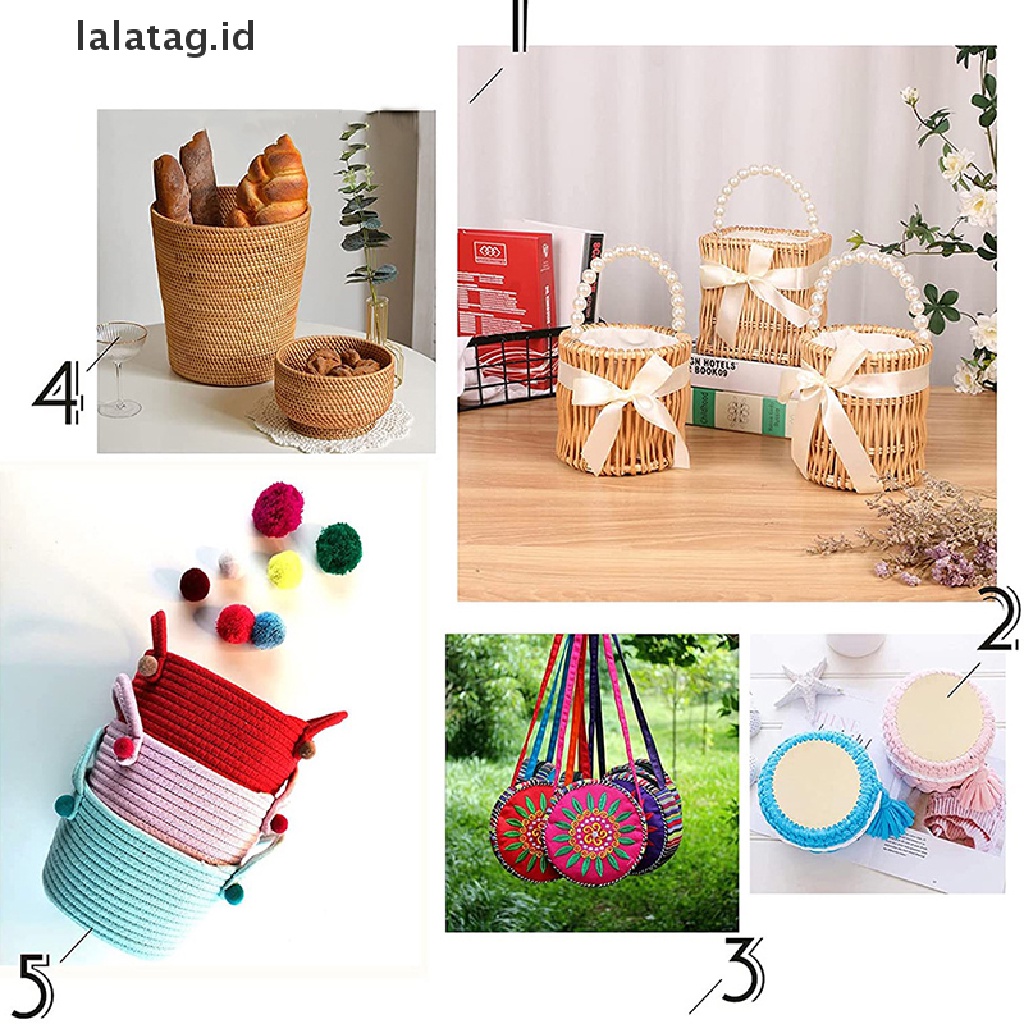 [lalatag] 3pcs/set Keranjang Alami Bawah Oval Kosong Solid Crochet Basket Alas Kayu [ID]