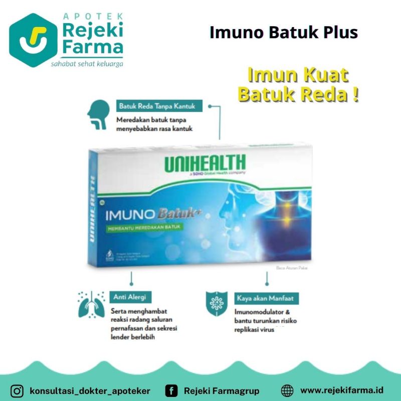 Imuno batuk plus Kaplet - Unihealth . Batuk, Demam, Flu teratasi