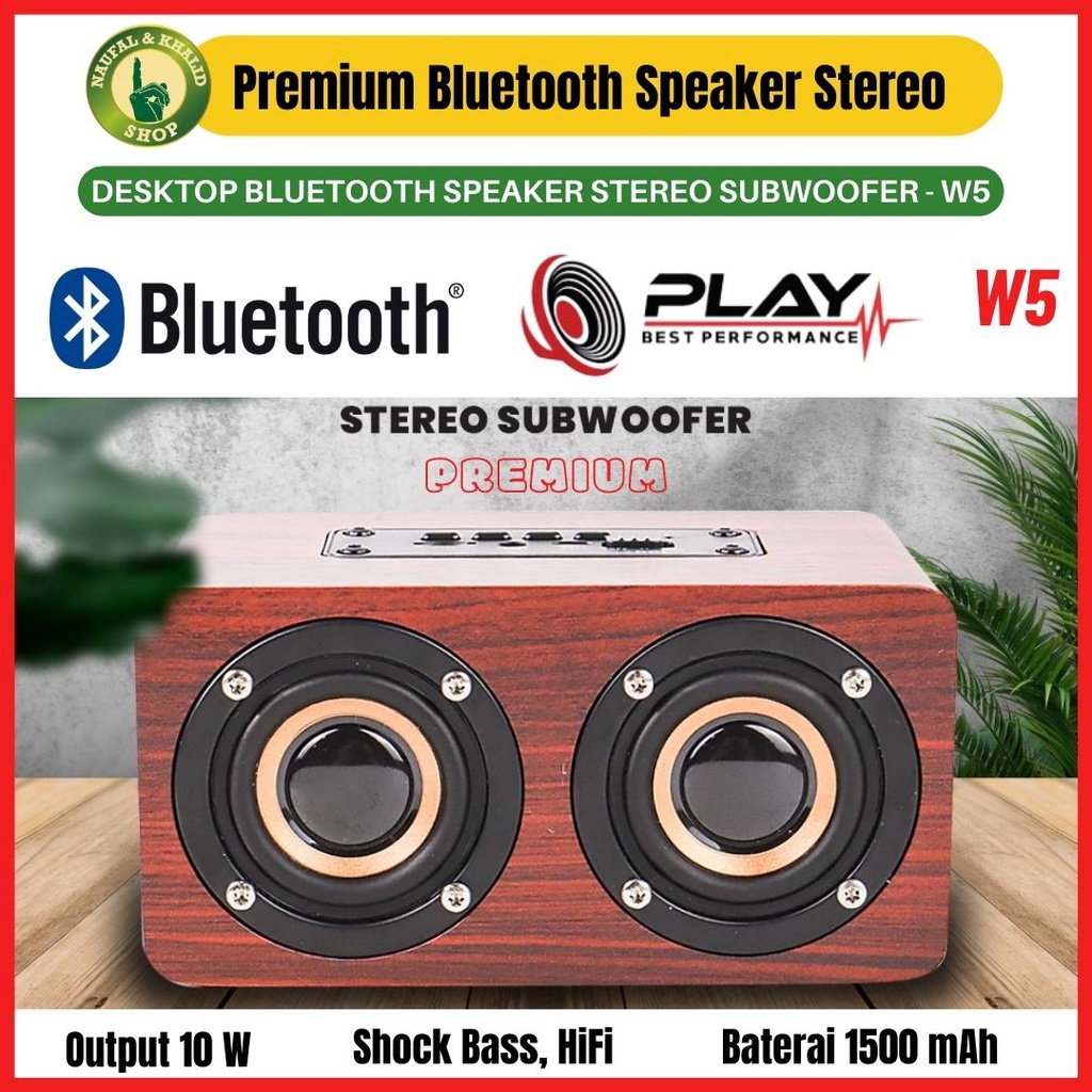 bluetooth speaker stereo subwoofer - ANSUOFU W5  - Brown