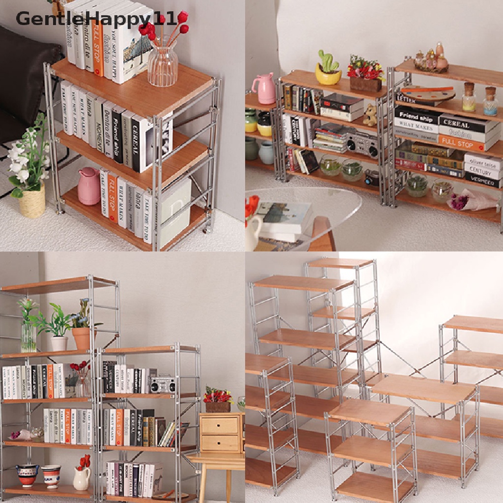 Gentlehappy 1:12rumah Boneka Miniatur Rak Penyimpanan Rak Buku Rak Display Supermarket Model Berdiri Furniture Dekorasi Rumah Mainan id