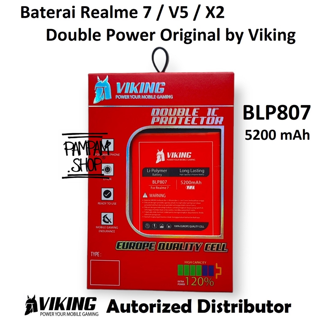 Baterai VIKING Double Power Original Realme 7 V5 X2 BLP807 Batre Batrai Battery HP Handphone Ori BLP 807