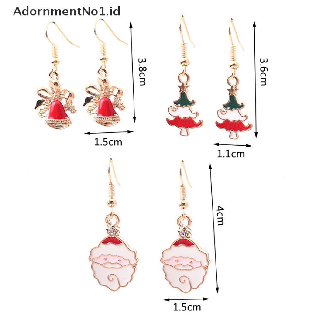 [AdornmentNo1] 1pasang Desain Baru Trendi Anting Natal Xmas Tree Elk Snowman Santa Claus Menjuntai Anting Perhiasan Stud Earrings Hadiah Natal Untuk Wanita Perempuan [ID]