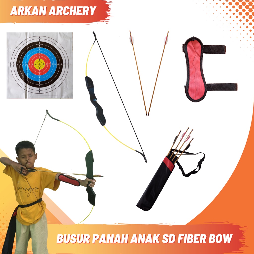 Busur Panahan Fullset Anak SD Fiber Bow